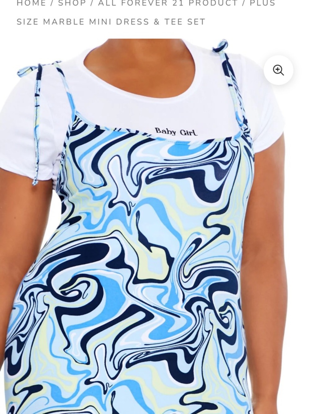 Light Blue Marble Tie-Strap 2 piece Mini Dress